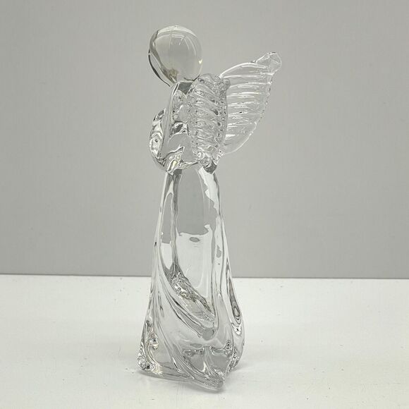 Christmas Nativity Clear Glass Angel Figurine Praying Hands Guardian 6.75 Tall - Picture 2 of 9